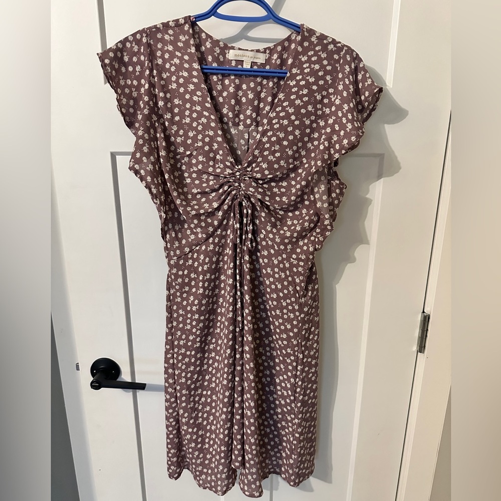 Monteau Purple and White Floral Dress - Size L